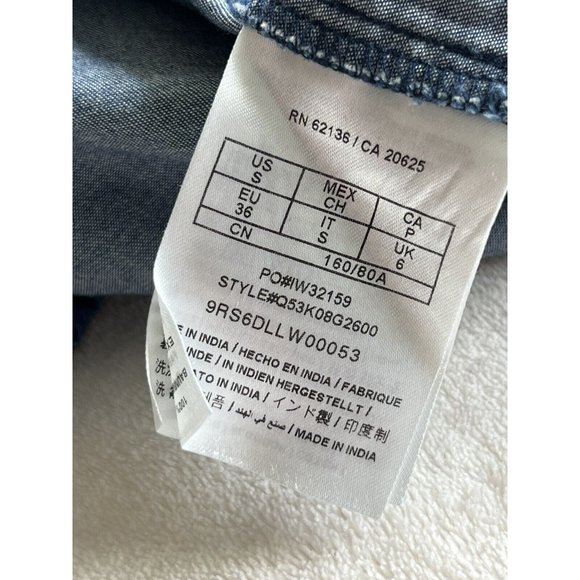 Guess Womens Button Down Roll Tab Sleeves Blue 100% Cotton Midi Dress Size Small - Picture 16 of 16